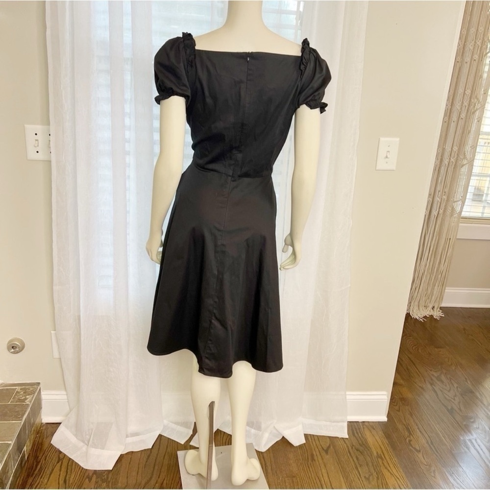 Women's Black Puff Short Sleeve Cocktail Dress. Size: L - Picture 4 of 11